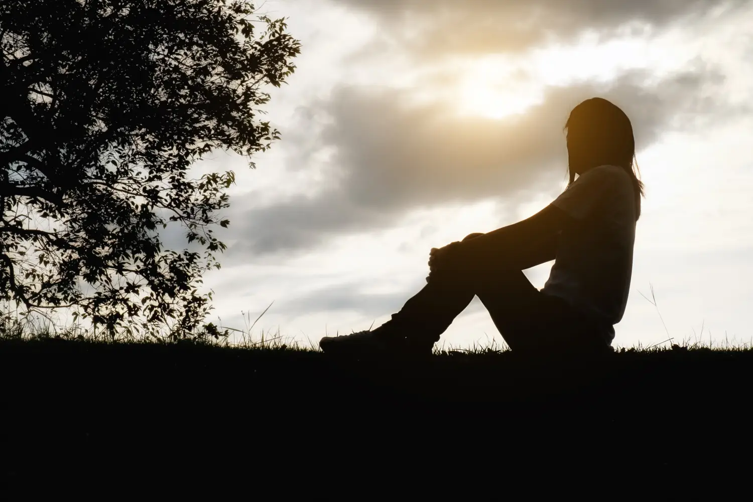 Lady Sitting Feeling Depressed